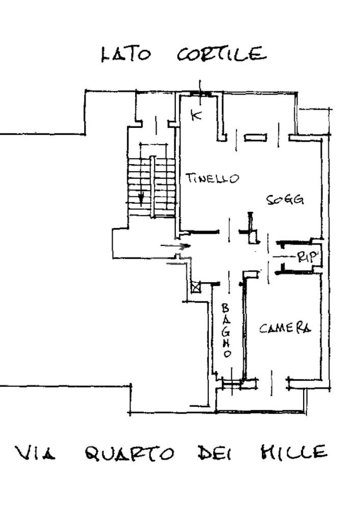 Trilocale Via quarto dei mille, Torino (zona Pozzo Strada) - planimetria 1