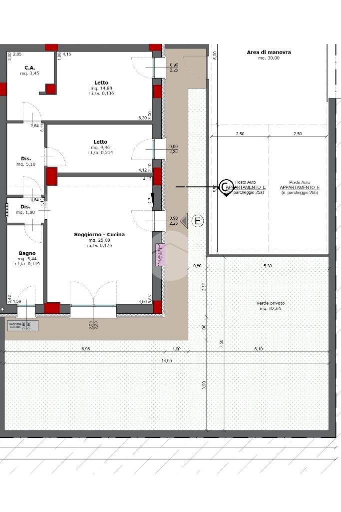 Three-room apartment Via Ferdinando Magellano, Cesenatico - floor plans 1