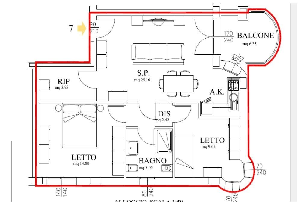 Trilocale Via Peschiera, Castelfranco Emilia - planimetria 1