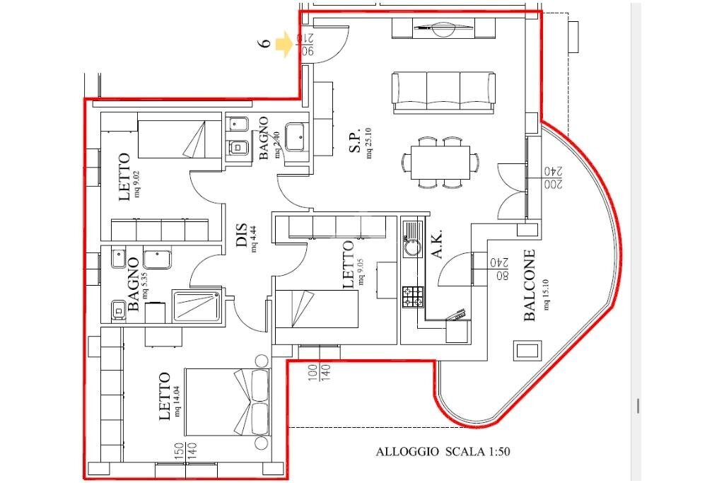 Quadrilocale Via Peschiera, Castelfranco Emilia - planimetria 1