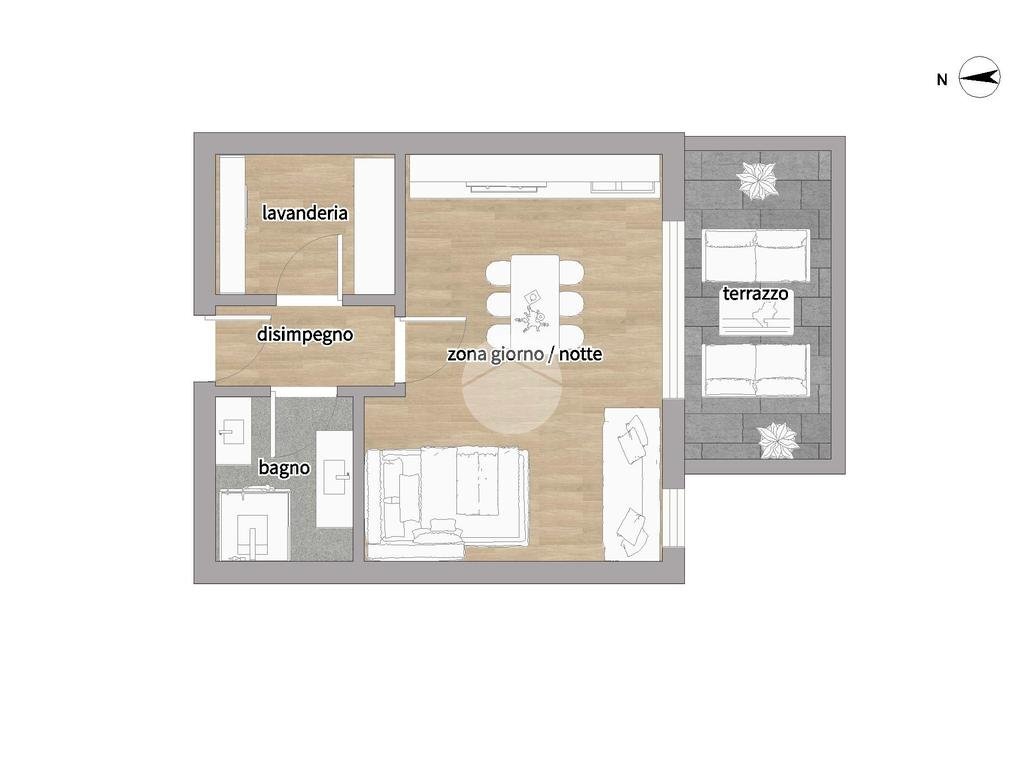 One-room apartment Via Marco Ulpio Traiano, Milano (neighborhood Portello) - floor plans 1