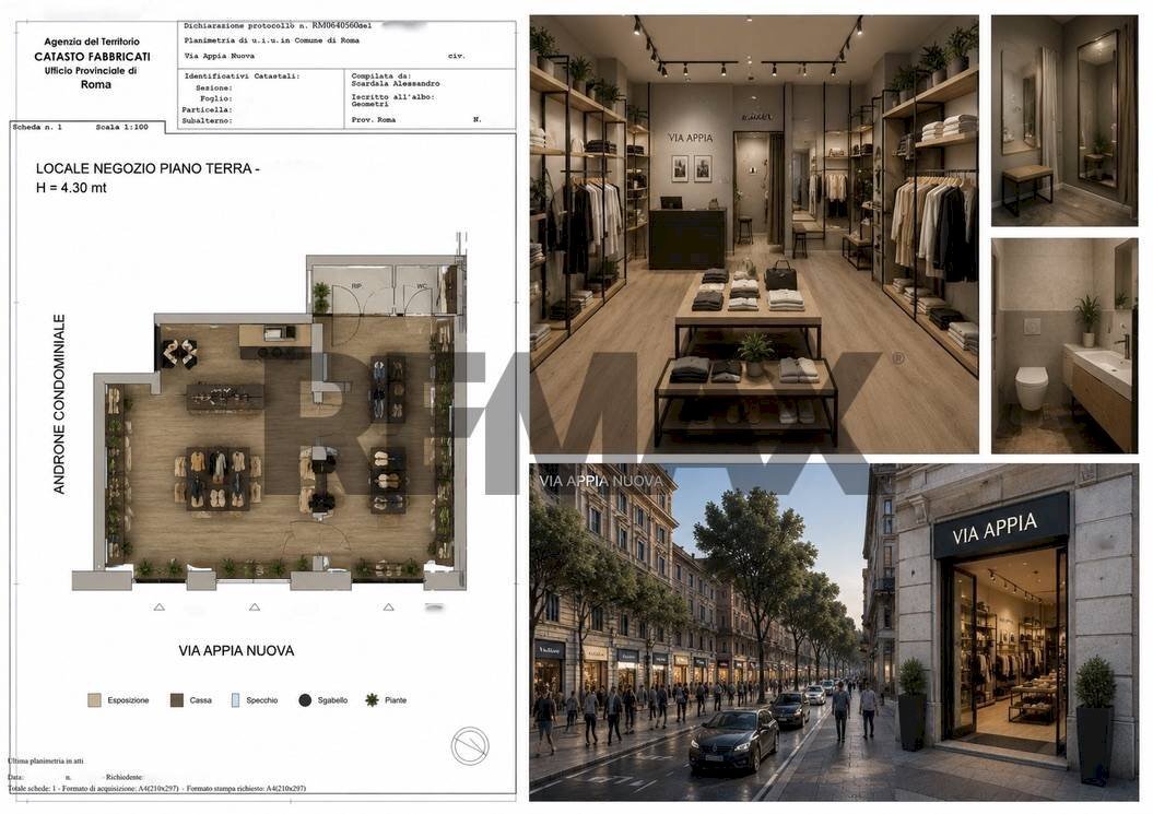 RENDERING - Locale Commerciale via appia nuova
 
296, Roma - planimetria 1