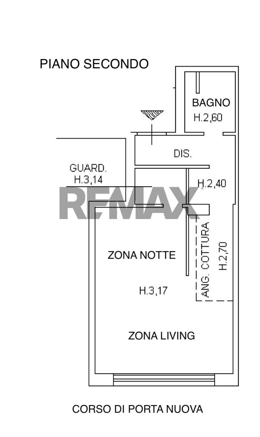 Pianta 2D - One-room apartment Corso Di Porta Nuova
 
52, Milano - floor plans 1