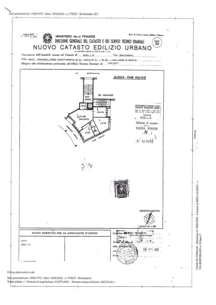 Quadrilocale via Bertodano, 9, Biella - planimetria 1