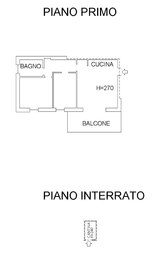 PLANIMETRIA APPARTAMENTO+CANTINA - Three-room apartment Via Volturno n.78, Brescia - floor plans 1