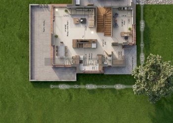 RENDER PIANO TERRA ZONA GIORNO - Terreno agricolo Strada di Montevile, Perugia - foto 12