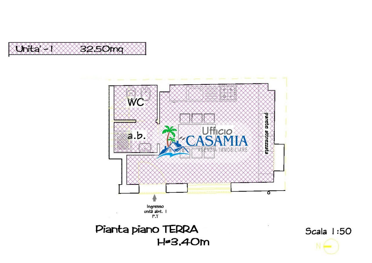 Monolocale centro Grottammare Agenzia Immobiliare - Ufficio via gramsci, Grottammare - planimetria 1