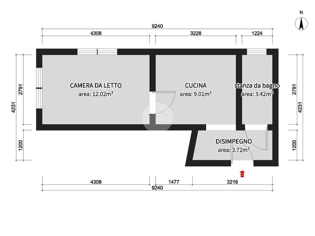 Two-room apartment Strada Passo della Croce, Monastero di Lanzo - floor plans 1