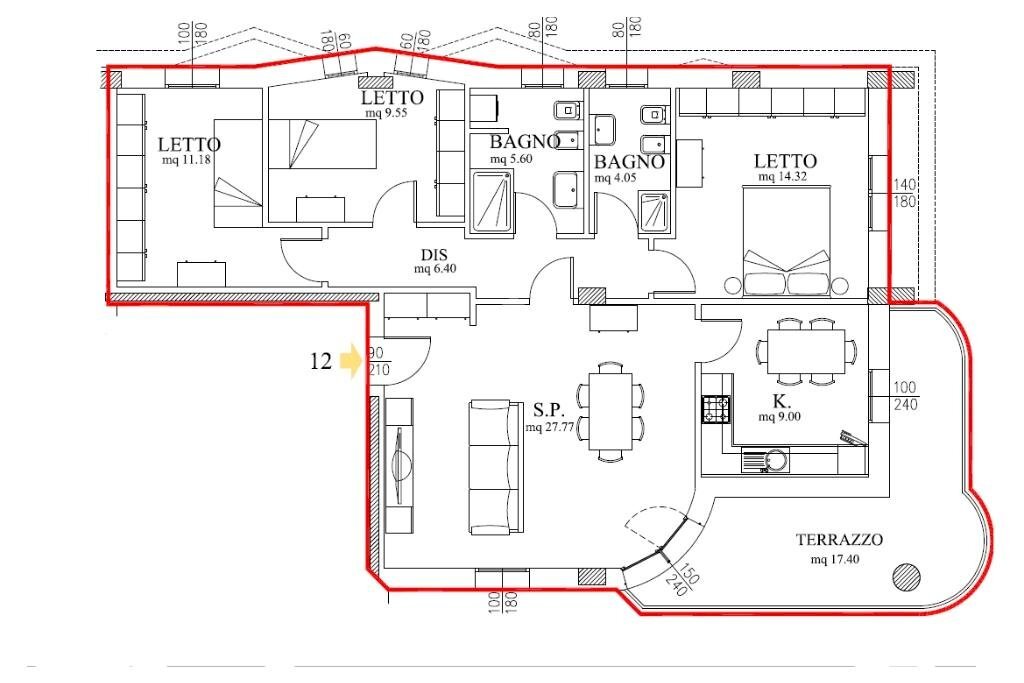 Four-room apartment Via Peschiera, Castelfranco Emilia - floor plans 1