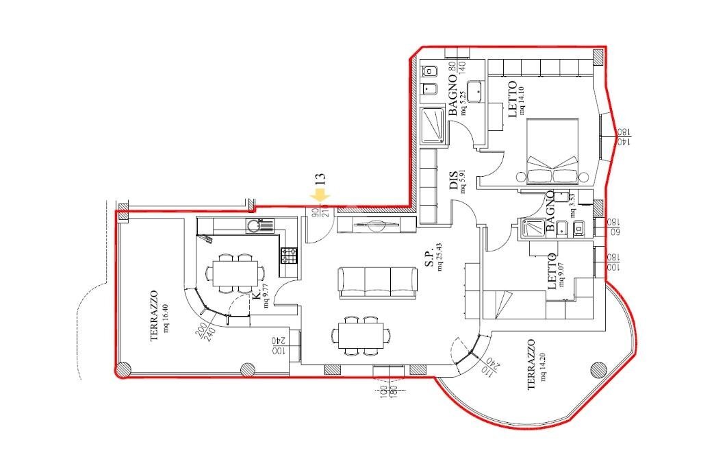 Three-room apartment Via Peschiera, Castelfranco Emilia - floor plans 1