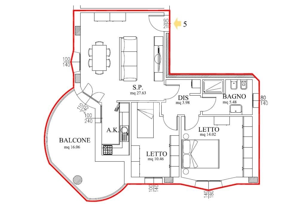 Three-room apartment Via Peschiera, Castelfranco Emilia - floor plans 1