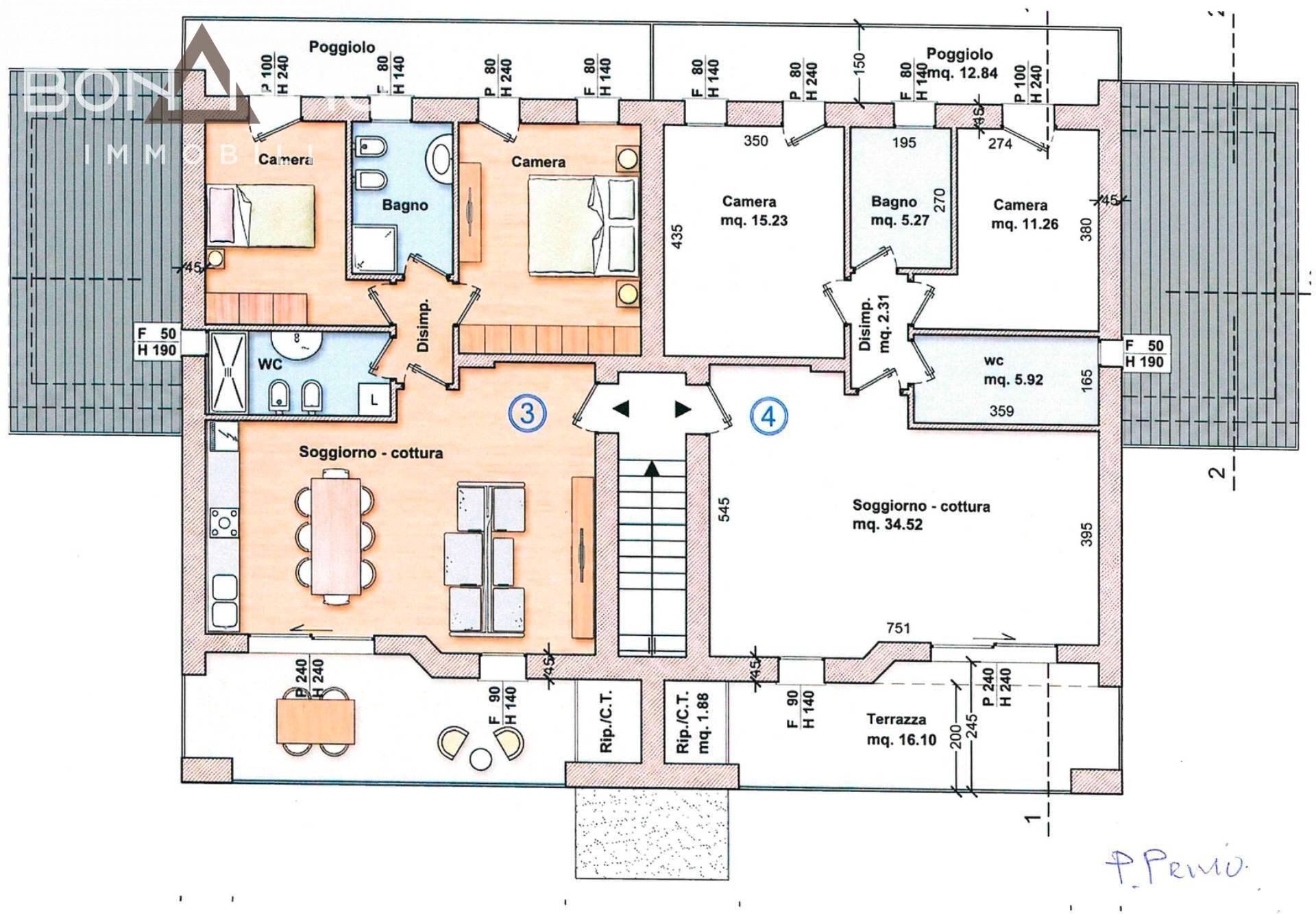 Foto 1 - Three-room apartment PIAZZA VITTORIO EMANUELE II
 
0, Villorba - floor plans 1