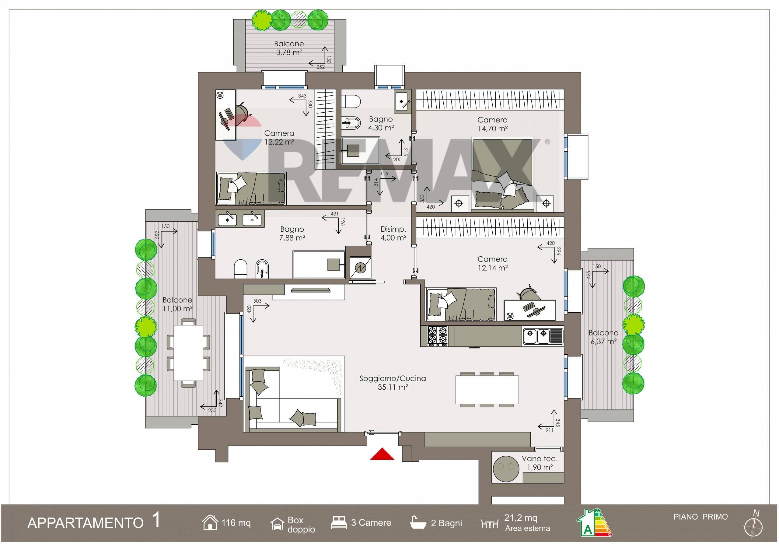 Pianta 2D - Four-room apartment via pisacane
 
14, Biassono - floor plans 1