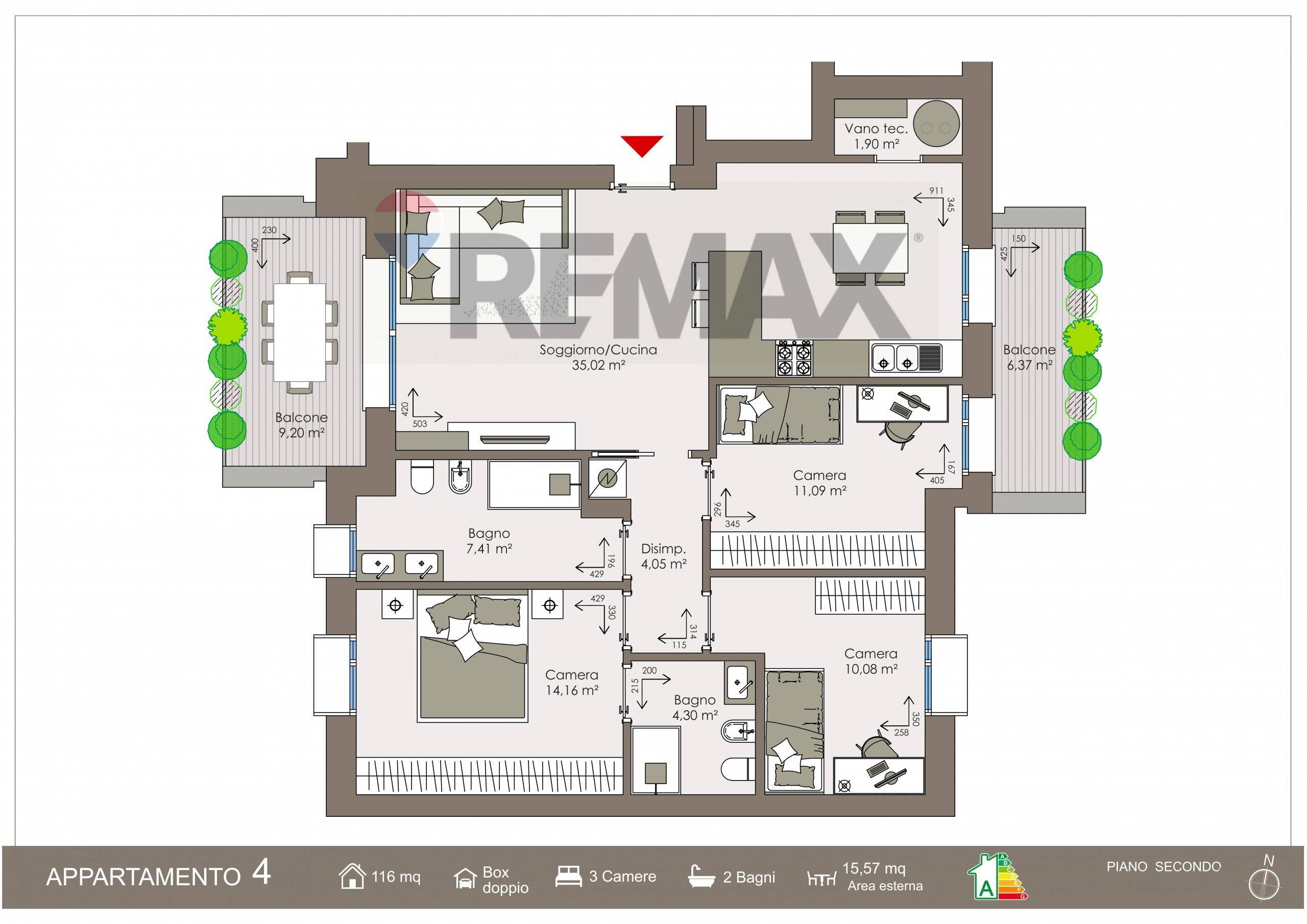 Pianta 2D - Four-room apartment VIA Pisacane
 
14, Biassono - floor plans 1