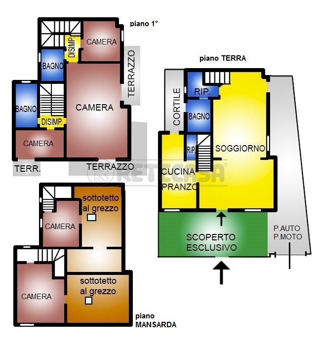 PlaniRete P376 - Terraced Villa Via Cesare Riccioni 20, Viareggio - floor plans 1