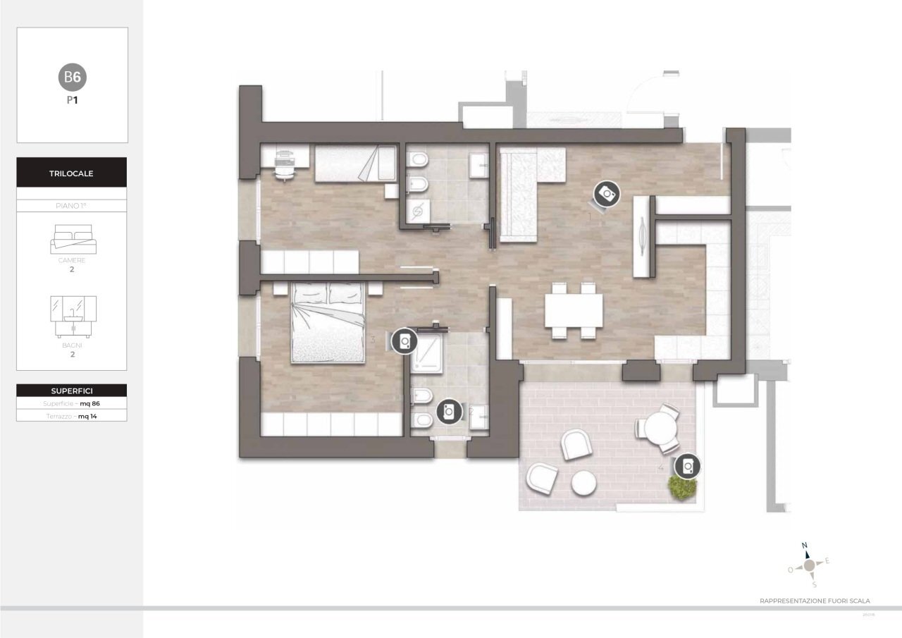 B6 rid_page-0002 - Three-room apartment Via dell'Arcoveggio 56, Bologna - floor plans 1