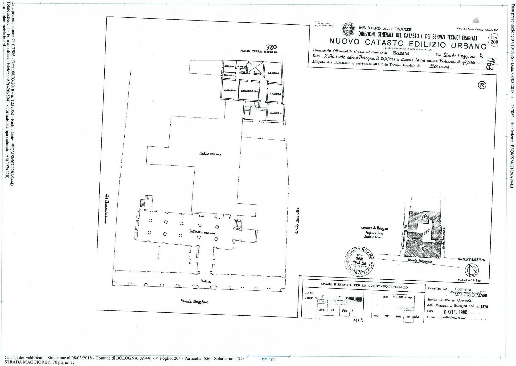 Appartamento Strada Maggiore, 70, Bologna (zona Centro Storico) - planimetria 1