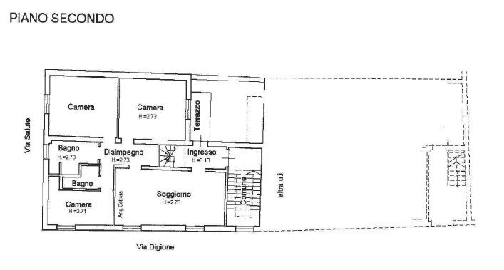 Piano Secondo - Appartamento via Digione, 13, Imola - planimetria 1