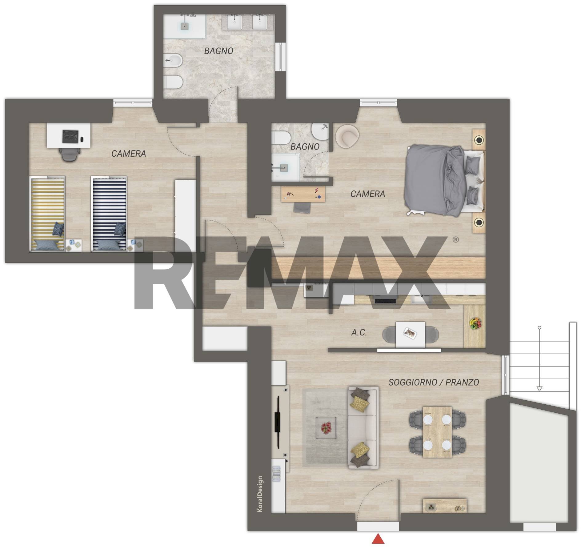 Pianta 2D - Trilocale VIALE DELLE TAMERICI
 
36, Fiumicino - planimetria 1