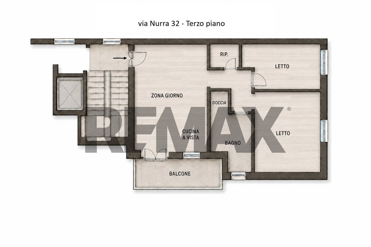 Pianta 2D - Trilocale Via Nurra
 
32, Sassari - planimetria 1