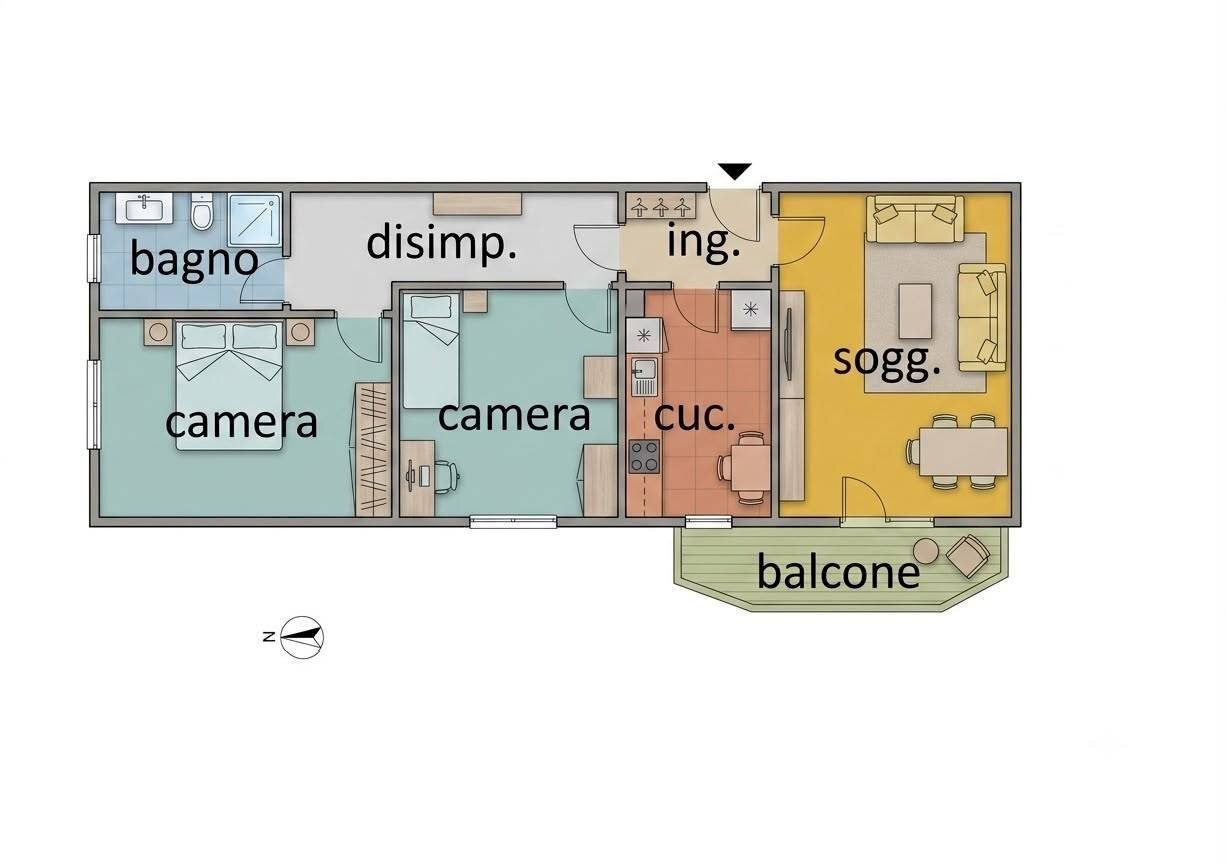 Foto 15 - Three-room apartment Via Bertelli
 
7, Castelfranco Emilia - floor plans 1