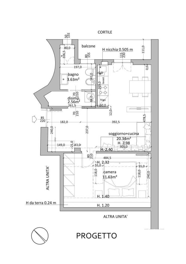 Bilocale Milano (zona Città Studi) - planimetria 1