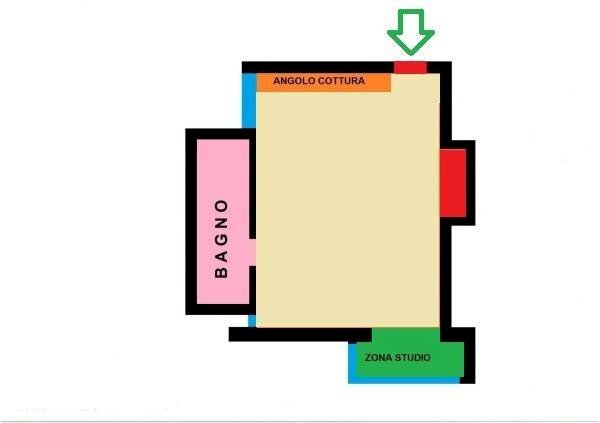 Monolocale via Bellaria, Bologna (zona Mazzini) - planimetria 1