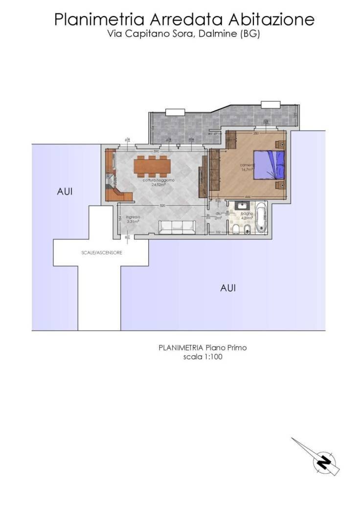 Two-room apartment via Capitano Sora, 10, Dalmine - floor plans 1