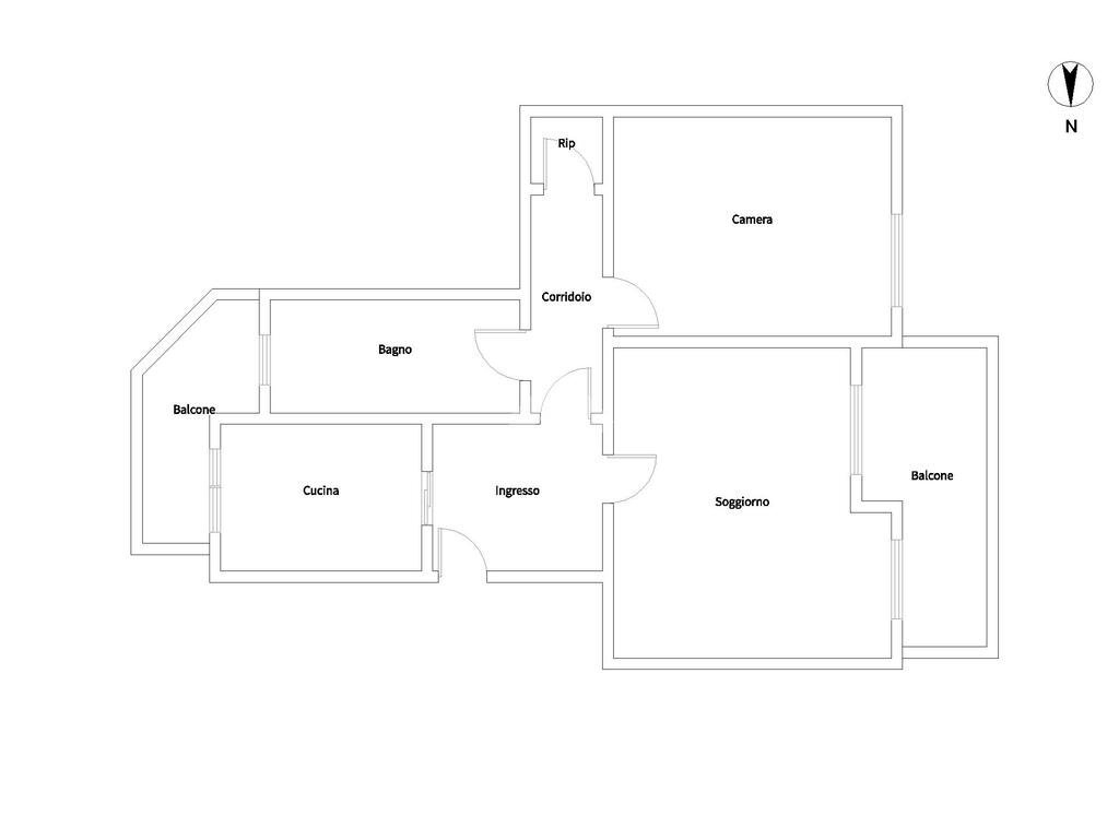 Two-room apartment Via del cardellino, Milano (neighborhood Inganni) - floor plans 1