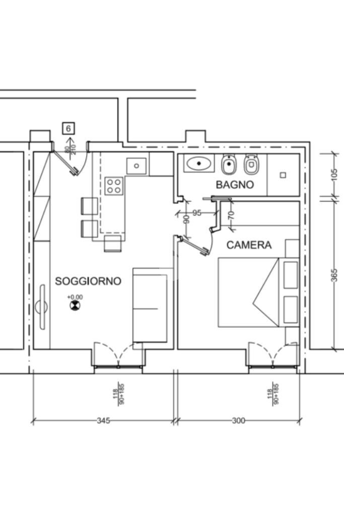 Two-room apartment Via S. Gervasio, Bologna (neighborhood Centro Storico) - floor plans 1