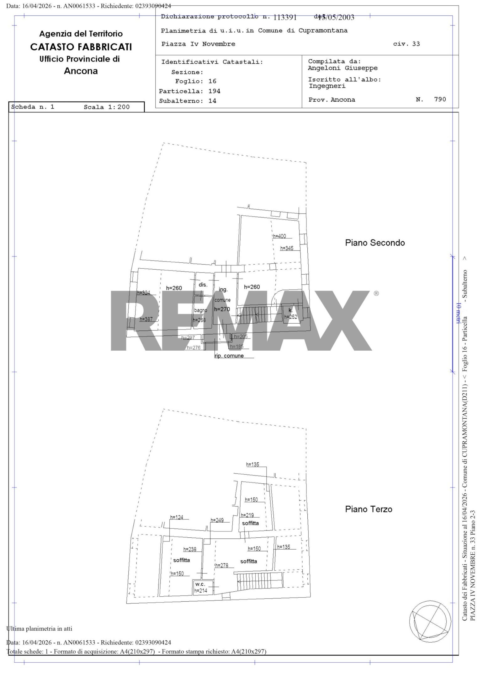 Pianta 2D - Four-room apartment Piazza IV Novembre
 
33, Cupramontana - floor plans 1
