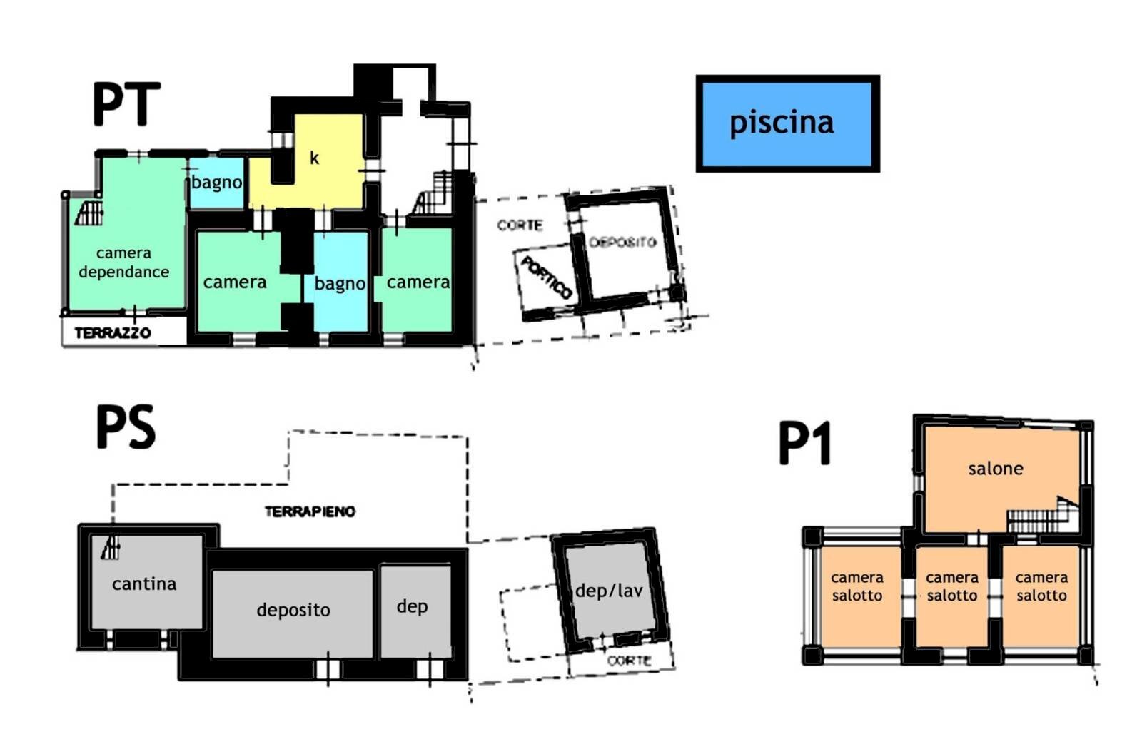Villa strada Maciurina, Vallebona - planimetria 1