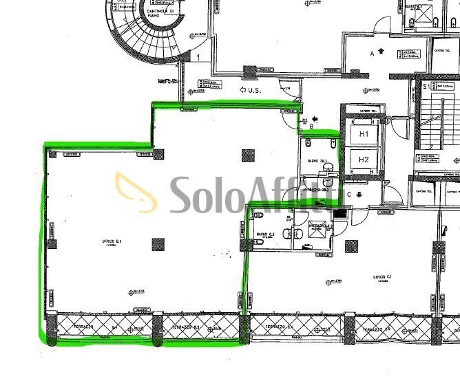 planimetria 165 mq - Ufficio Gallarate - planimetria 1