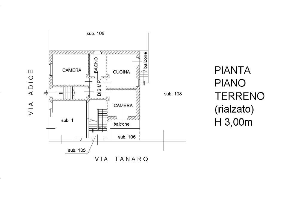 Four-room apartment Via Adige, Torino (neighborhood Falchera) - floor plans 1