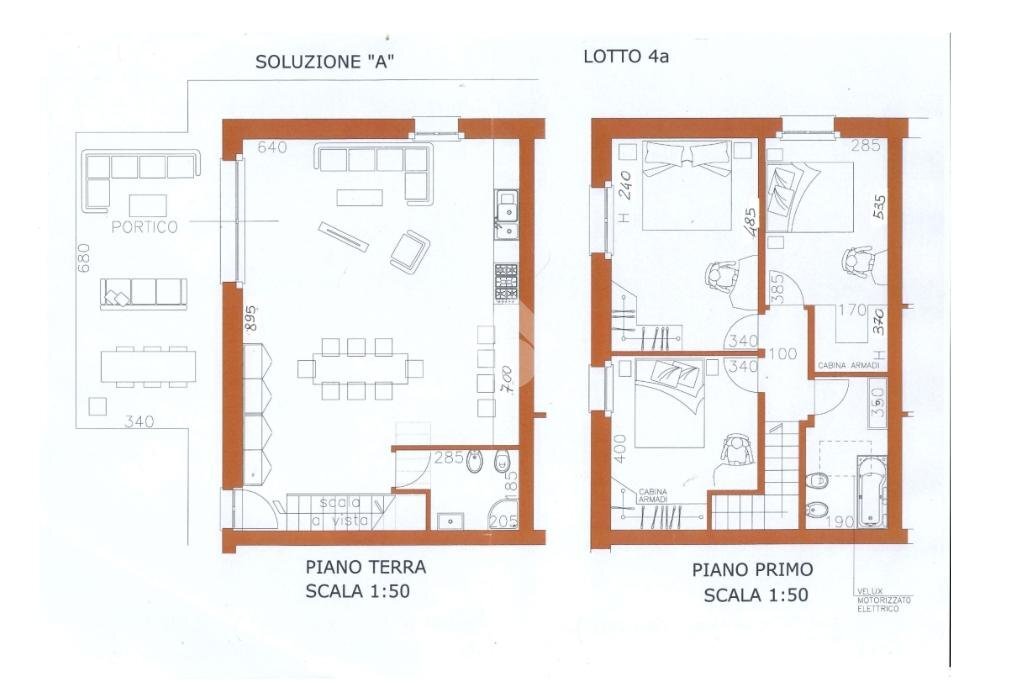 Portion of a house Str. Chiaviche, Parma (neighborhood Alberi) - floor plans 1