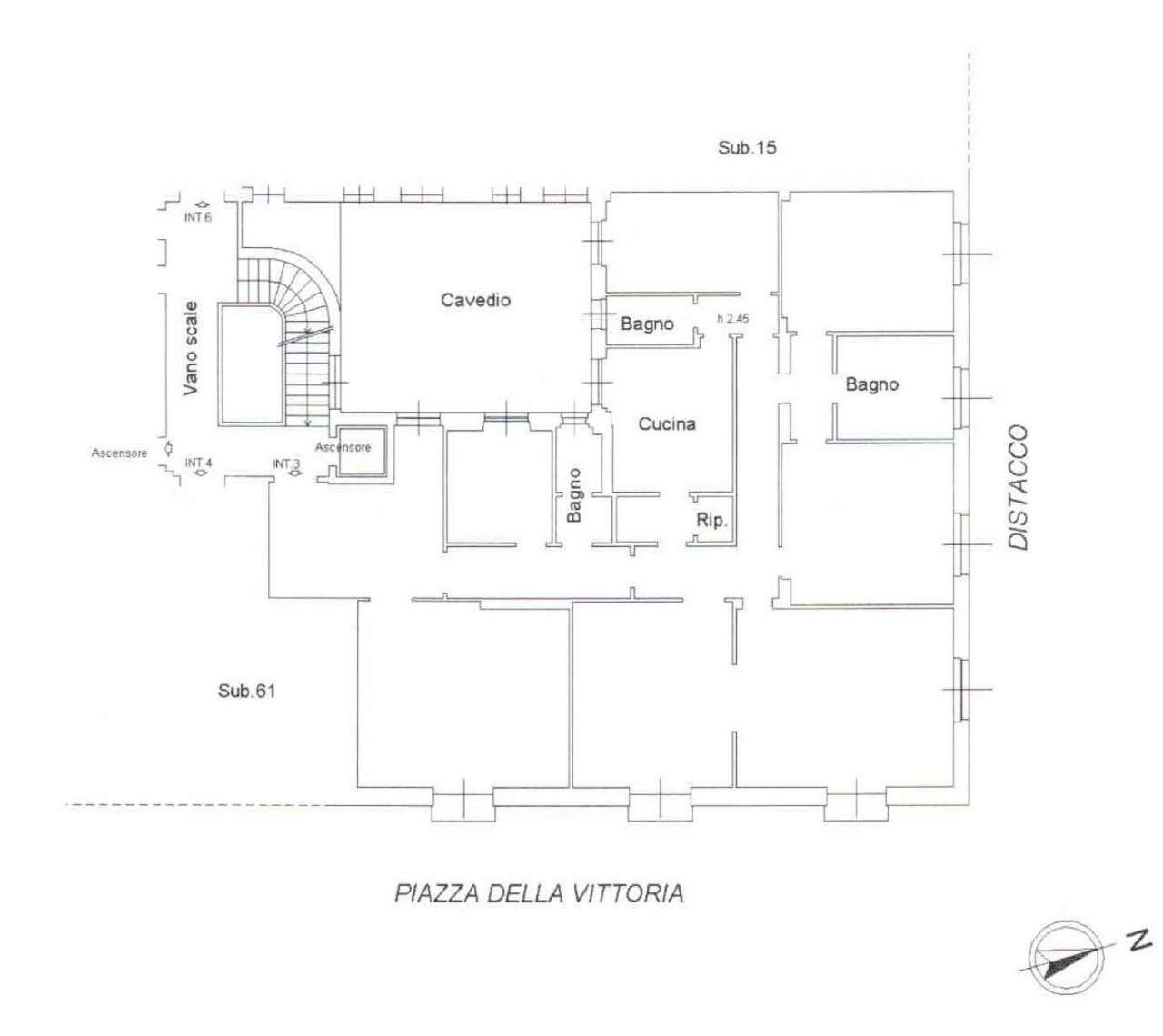 appartamento con balconi in vendita genova centro  - Appartamento piazza della Vittoria, Genova (zona Foce) - planimetria 1