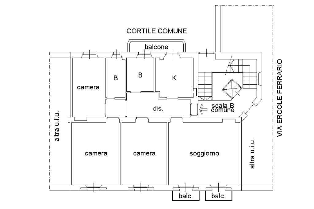 Four-room apartment Via Ercole Ferrario, Milano (neighborhood Washington) - floor plans 1