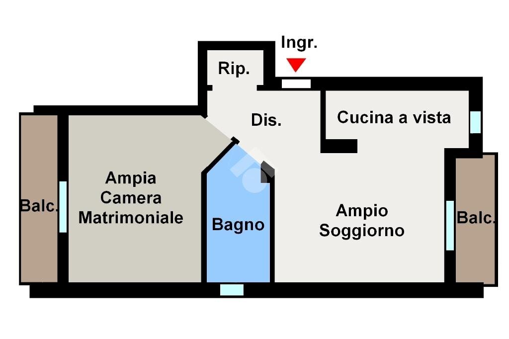 Two-room apartment Via Monte Grappa, Carugate - floor plans 1