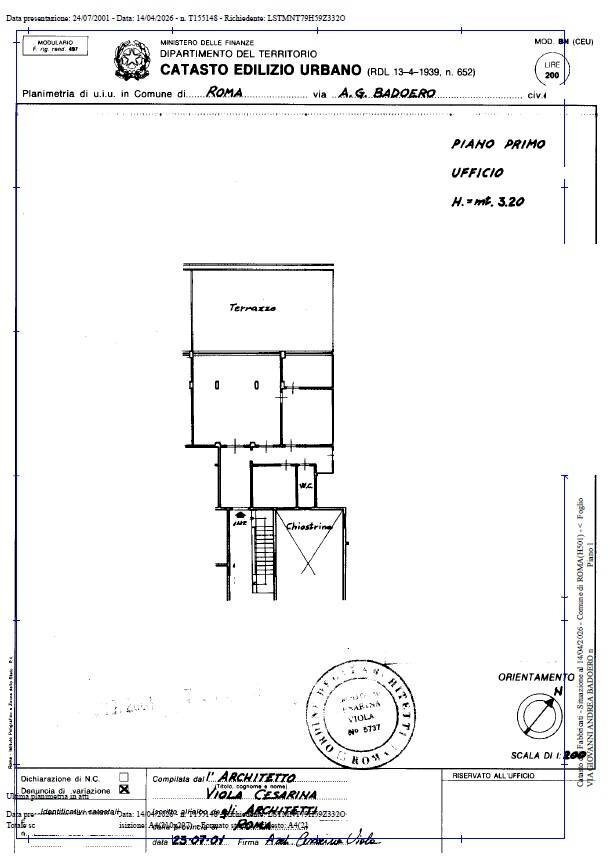Foto 26 - Ufficio Via Giovanni Andrea Badoero, Roma - planimetria 1