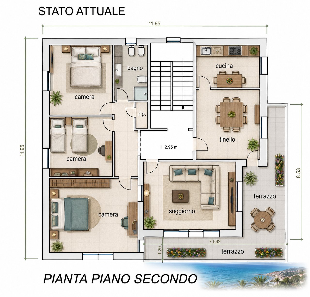 planimetria - Apartment Via Giovanni Pascoli 158, Sanremo - floor plans 1