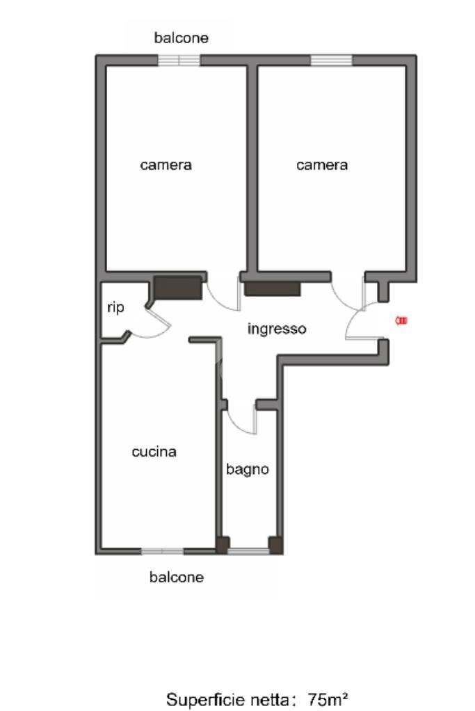 Three-room apartment Via Isonzo, Torino (neighborhood San Paolo) - floor plans 1