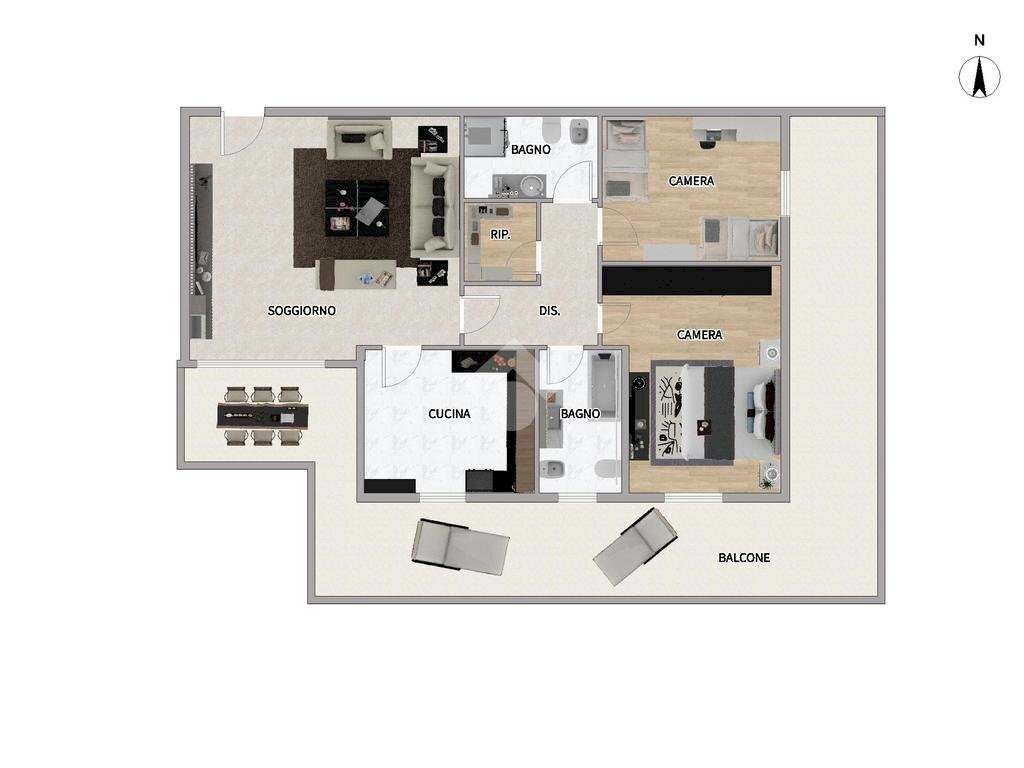 Trilocale Via M.Gorky, San Giuliano Milanese - planimetria 1