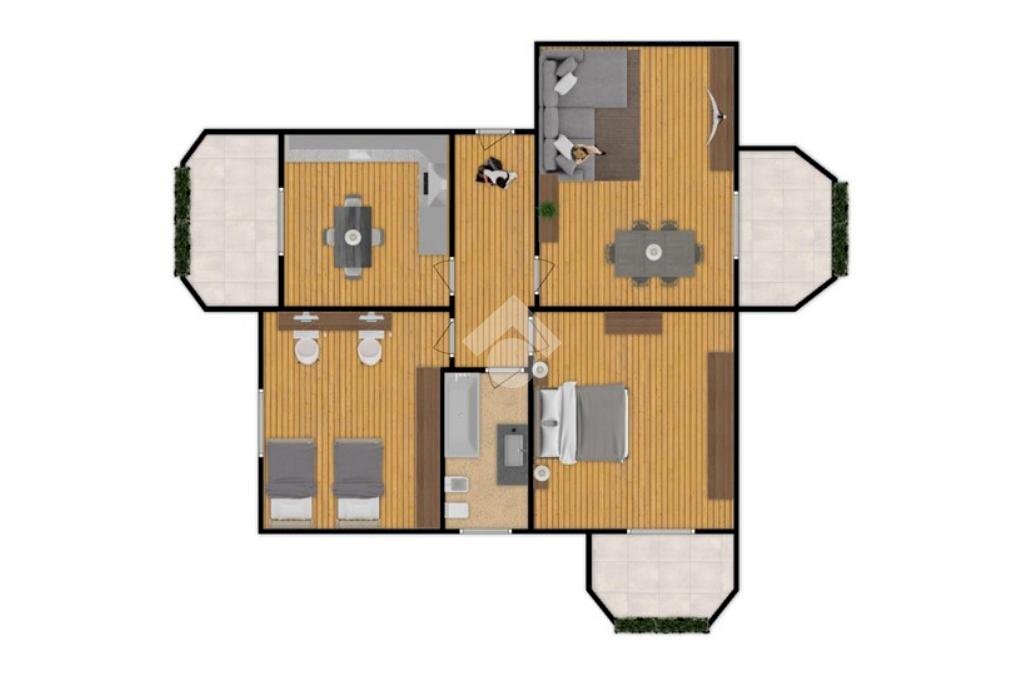 Three-room apartment Via Giuseppe Parini, Rozzano - floor plans 1