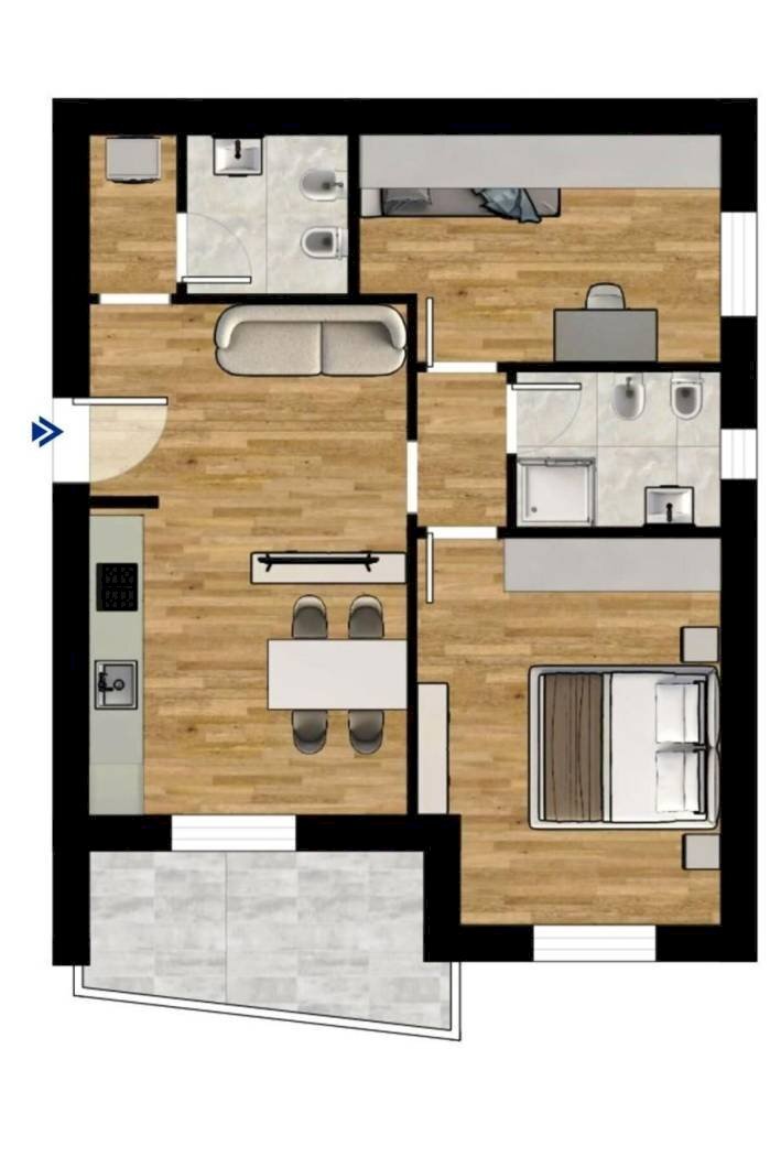Three-room apartment Via dello Sport 25, Granarolo dell'Emilia - floor plans 1