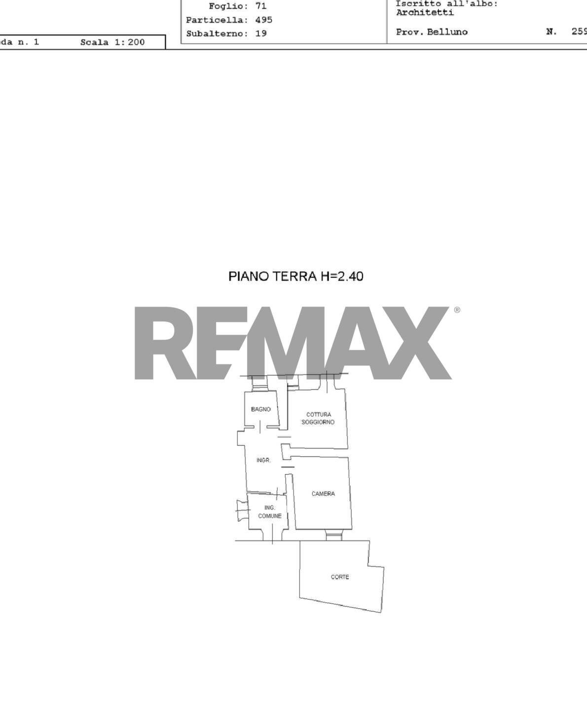 Pianta 2D - Two-room apartment Via Santa Maria Dei Battuti
 
13, Belluno - floor plans 1