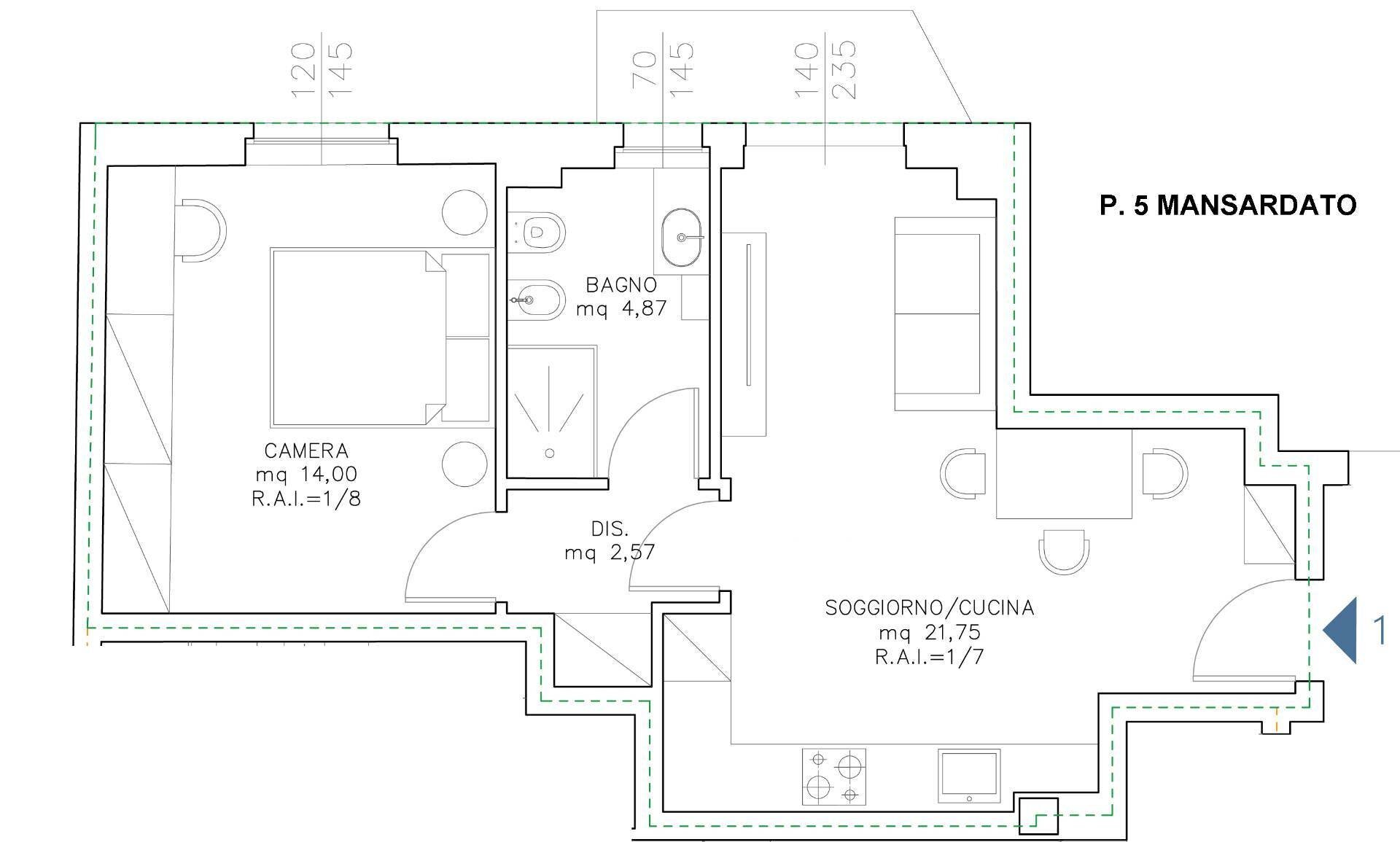 Foto 2 - Two-room apartment Viale Cristoforo Colombo
 
89, Verona - floor plans 1