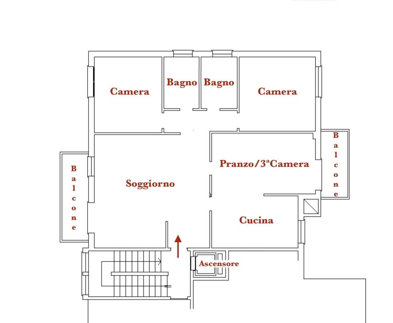 Four-room apartment via Toscana, 215, Bologna (neighborhood Savena) - floor plans 1
