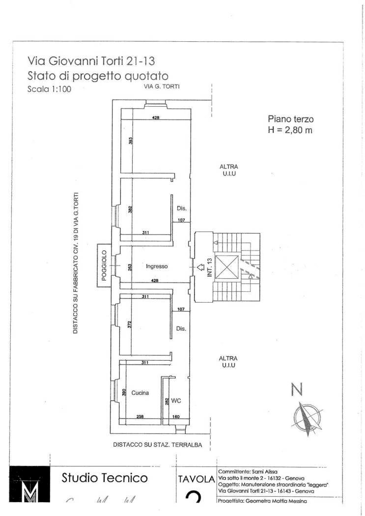 Appartamento via Giovanni Torti, 21, Genova (zona Marassi) - planimetria 1