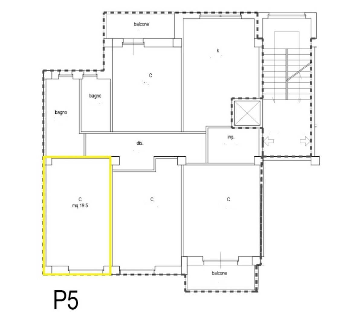 Monolocale via dei Galla e Sidama, 11, Roma - planimetria 1