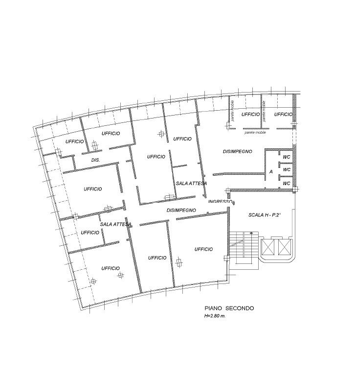 planimetria uffici P2 Direzionale 70 - Ufficio Via Pietro Giardini 470a, Modena - planimetria 1